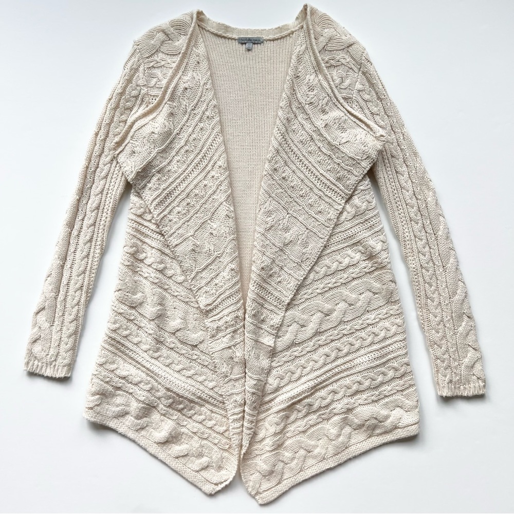 Charlotte Russe Cream Cable Knit Open Front Cardigan, Extra Small